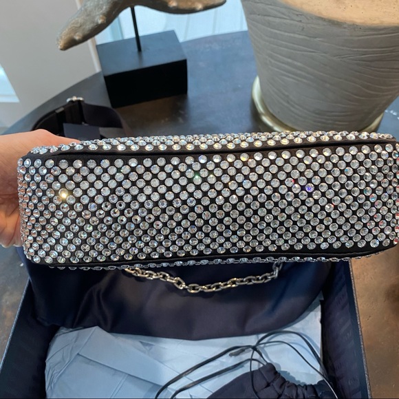Prada Crystal Re-Edition 2005 Crossbody Chain Shoulder Bag Black Reedition - Picture 7 of 16